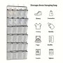 24-Pocket Over-the-Door Shoe Organizer Vintage Style Polyester Storage Hanging Bag With Durable Mesh Pockets And Reinforced Hooks
