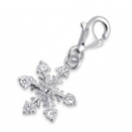 Aria 925 Sterling Silver Snowflake Dangle Charm - Clear Cz