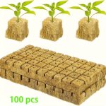 100 Pcs Rockwool Seed Starter Plugs - Hydroponic Grow Cubes For Seedlings High Porosity Planting Blocks With Great Air & Water R