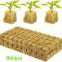 100 Pcs Rockwool Seed Starter Plugs - Hydroponic Grow Cubes For Seedlings High Porosity Planting Blocks With Great Air & Water Retention - Ideal