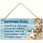 1PC Composite Plate Beach Bathroom Decoration Wall Decor Hanging Sign Waterproof And Moisture-proof Bathroom Rules Shell Bathroo