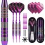 Himmbods Soft Tip Darts Set 3 Aluminum Shaft Professional Darts Plastic Tip Sets 2BA Replacement Tips + Extra 3 Dart Flights 3 Replace Plastic Shafts