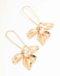 Goldair Gold Petal Pearl Large Fish Hook Earrings