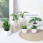 6PCS/SET MINI Artificial Greenery Potted Plants Fake Succulent Green Plants Suitable For Nordic Indoor Office Desktop Decor Spring Home Decor St Patrick's Day Easter