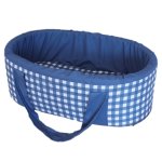 Newborn Carry Cot Gingham Blue Check Gingham Portable Baby Bassinet