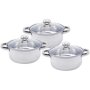 6-PIECE Stainless Steel Cookware Pot Set With Glass Lids Compatible With Induction Stoves