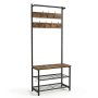 Coat Rack And Shoe Rack With Bench Entryway Storage Shelf