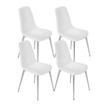 Modawhly Dining Chairs Set Of 4 Modern Comfy Fabric Armless Chairs With Silver Metal Legs White Dining Room Chairs Set For 4 For