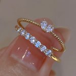 1PC 2PCS Coquette Style Ring Inlaid Shining Rhinestone Heart Bow Knot Butterfly Pick A Style U Prefer Match Daily Outfits Par
