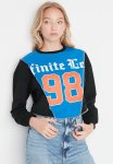 Crop Slim Sweatshirt - Black & Blue