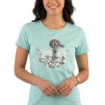 Ladies Ss T-Shirt Windy Days Aqua Frost