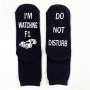 1 Pair 'do Not Disturb Watching Racing' Non-slip Cotton Socks - Thick Warm & Breathable For Fall/winter