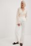 Structured Trumpet Sleeve Wrap Blouse - Cream