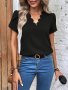 Solid Scallop Trim Petal Sleeve T-Shirt Elegant T-Shirt For Spring & Summer Women's Clothing