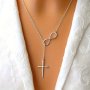 Minimalist Style Women's Necklace Lucky Infinity Cross Pendant Necklace Party Gift