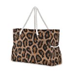 Senya Large Beach Bags Totes Canvas Tote Leopard Shoulder Bag Soft Wave Water Resistant Bags For Gym Travel Daily Leopard Cheeta