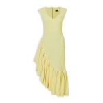 Yellow Asymmetrical Frill Maxi Dress