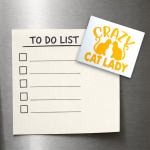 Yellow On White Magnet – Crazy Cat Lady