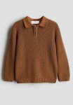 Zip-top Polo Jumper - Brown