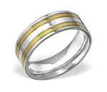 C467-C31851 - Men's High Polished Gold And Silver Stainless Steel Ring - Size 9
