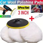 5PCS Car Polishing Kit: 7.62CM Buffing Wheel Pad & M10 Drill Connector For Professional Waxing And Paint Care - Fit Nylon Materi