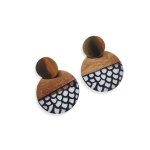 Round Gold And Wood Drop Earrings - Factory Plaza