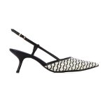 Jacquard Slingback Heels -black white