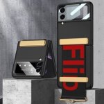 For Samsung Galaxy Z FLIP3 5G Gkk Ultra-thin Full Coverage Phone Flip Case With Wristband Black
