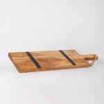 Acacia Wood Paddle Board Rectangular - Black Inlay - Medium 56CM X 18CM X 1.5CM