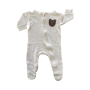0-3M Beige Bear Waffle Knit Zip Onesie - Tiny Tots
