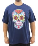 Mens Printed Skull Tee - 10XL Navy
