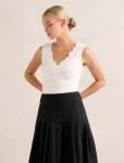 Sylvie Lace Trim Tank Top - 16 Porcelain
