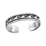 C1102-C29399 - 925 Sterling Silver Wave TOE RING Adjustable Size