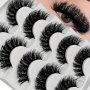 5 Pairs Cat Eye Eyelashes 3D Natural False Lashes D Curling Fluffy Soft Cross Manga Lashes Wispy Thick Natural Eyelash Extension