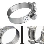 304 Stainless Steel Hose Clamp With Articulated Bolt Adjustable Pipe Clamp 52-73MM V2A W4 Version Silver For Automotive And Indu
