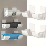 4PCS No-drill Kitchen Storage Rack Set - Multifunctional Food-safe Plastic Organizer For Cling Film Garbage Bags & More - Perfec