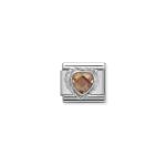 Composable Classic Link Heart-shaped Faceted Champagne Stone And Silver