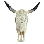 Exquisitely Carved Cow Skull Polished Horns 62CM