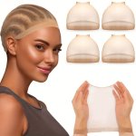 4PCS 2PACKS Invisible HD Wig Cap Thin Stocking Cap Nylon Stretch Mesh Wig Caps Hair Net For Weave Sheer HD Wig Cap For Wig