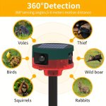 1PC 360 Degree Induction Solar Animal Repeller Alarm Built-in 13 Effects And Recording Functions