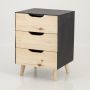 Manaslu Black Side Table Three Drawer - Cut Out Handles