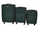 Smte-trolley 3 Piece Travel Luggage Spinner -fabric Green With Keychain