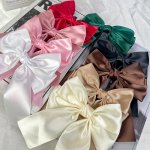 5 Pack 15.24 Cm Long Hair Ribbon Bow Alligator Clip Girls Hair Clips Bow Satin Bows Womens Large Hair Bows Pink Red Blue Green
