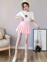 Women's High Waisted Pleated Mini Skirt - 100% Polyester Cute A-Line Solid Short Skirt Korean Style Spring/Fall Pleated Skirt With Anti-Exposure Layer