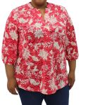 Ladies Printed Henley Top - 60 Red