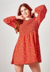 Shirred Smock Alexis MINI Dress - Red Ditsy