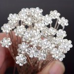 20PCS Fashion Wedding Bridal Faux Pearl Flower Clear Crystal Rhinestone Hair Pins Clips Bridesmaid Hair Wear Jewelry Hair Access