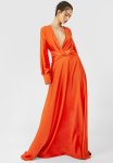 Satin Twist Front Maxi Dress - Orange