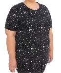 Ladies Printed Moon And Stars Pj Tee - 6XL Black