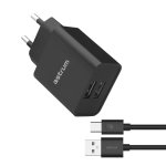 Astrum Pro Dual U24 12W 2.4A Dual USB Wall Fast Travel Charger + Usb-c Cable Black